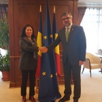 Întrevederea ministrului Culturii și Identității Naționale, domnul Lucian ROMAȘCANU,  cu doamna Rosa María SÁNCHEZ-YEBRA ALONSO,  viceguvernator al Băncii de Dezvoltare a Consiliului Europei 