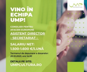 Anunț concurs pentru post contractual Consilier pentru Afaceri Europene – asistent director - secretariat - SALARIU NET 1500-1600Euro/lună